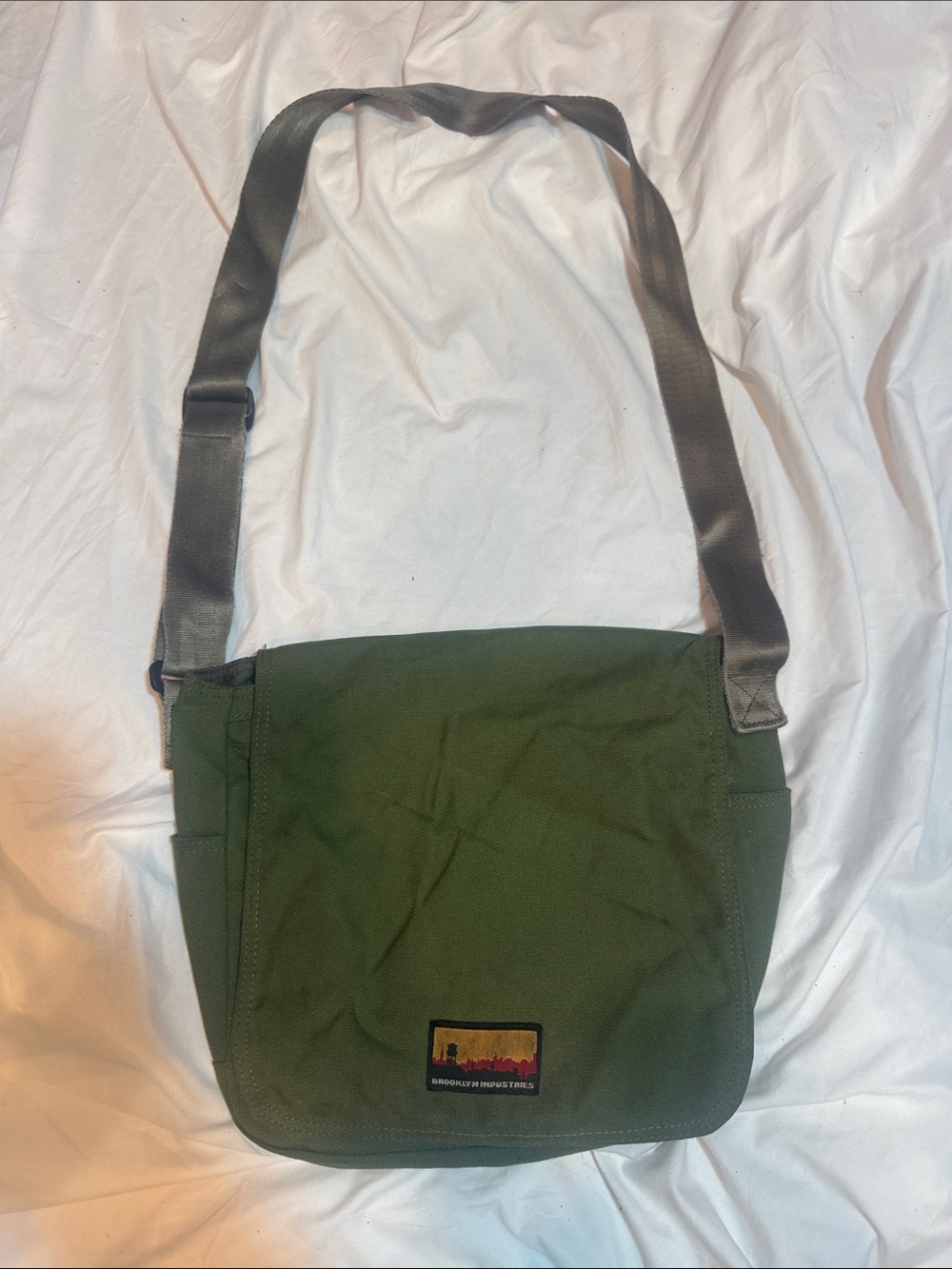 Brooklyn Industries Green Canvas Messenger with Gray Strap